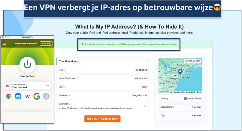 Screenshot of leak test with ExpressVPN connected